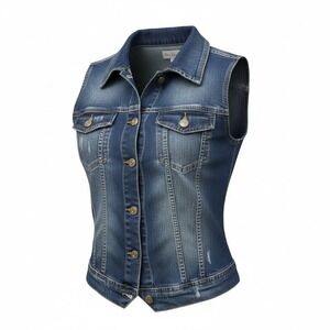 Tang Ku Sleeveless Denim Vest‎ Jean Jacket Medium Wash Cotton